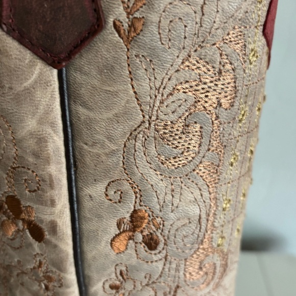 Tanner Mark Multicolor Floral Embroidered Python Print Toe Leather Boots 9.5 NWT - Picture 3 of 11